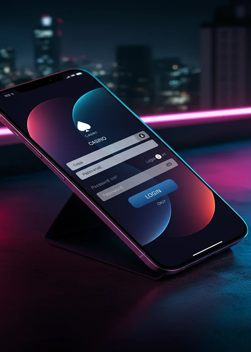 Bigclash Casino Login-Seite mit Eingabefeldern für E-Mail und Passwort und dem Login-Button für sofortigen Zugang zum Konto.